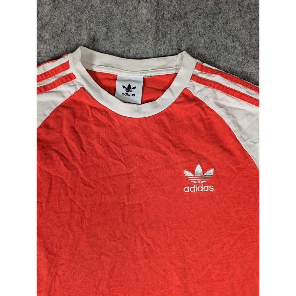 Adidas Originals Mens Long Sleeve Raglan 3-Stripes Trefoil Shirt Red White M